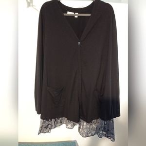 LOGO cardigan Style layered with lace at the bottom